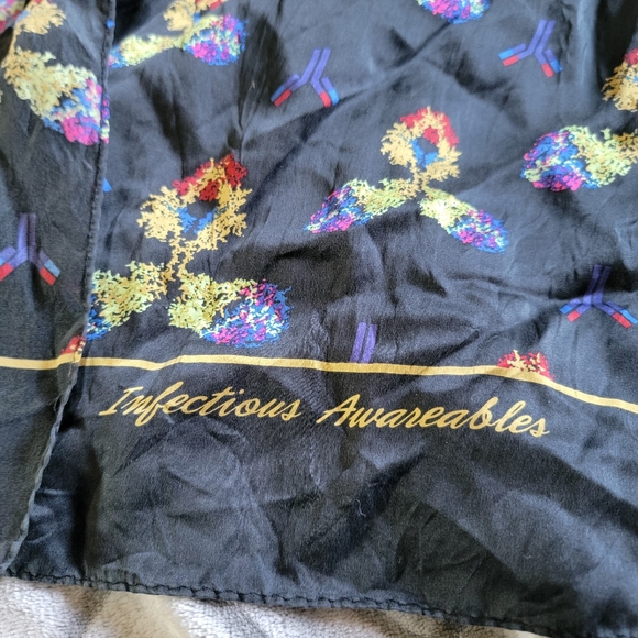 Infectious Awareables Antibody 100% Silk Scarf Black Doctor Research Gift - Picture 3 of 7